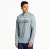 Men Life is Good Graphic Tees | Men'S Linear Oceanview Long Sleeve Active Hooded Tee Smoky Blue