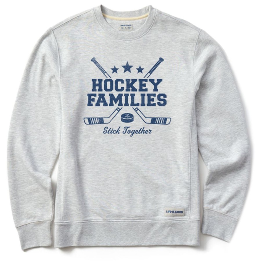 Men Life is Good Sweatshirts & Hoodies | Men'S Hockey Families Simply True Fleece Crew Light Heather Gray