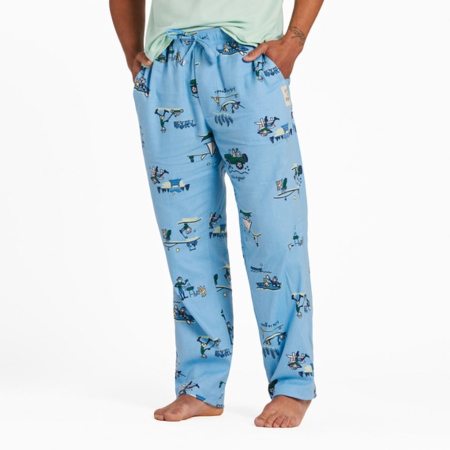 Men Life is Good Lounge & Sleepwear | Men'S Jake Summer Pattern Classic Sleep Pant Cool Blue