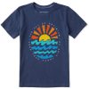 Kids Life is Good Graphic Tees | Kids Quirky Sun Ocean Sunny Side Up Crusher Tee Darkest Blue