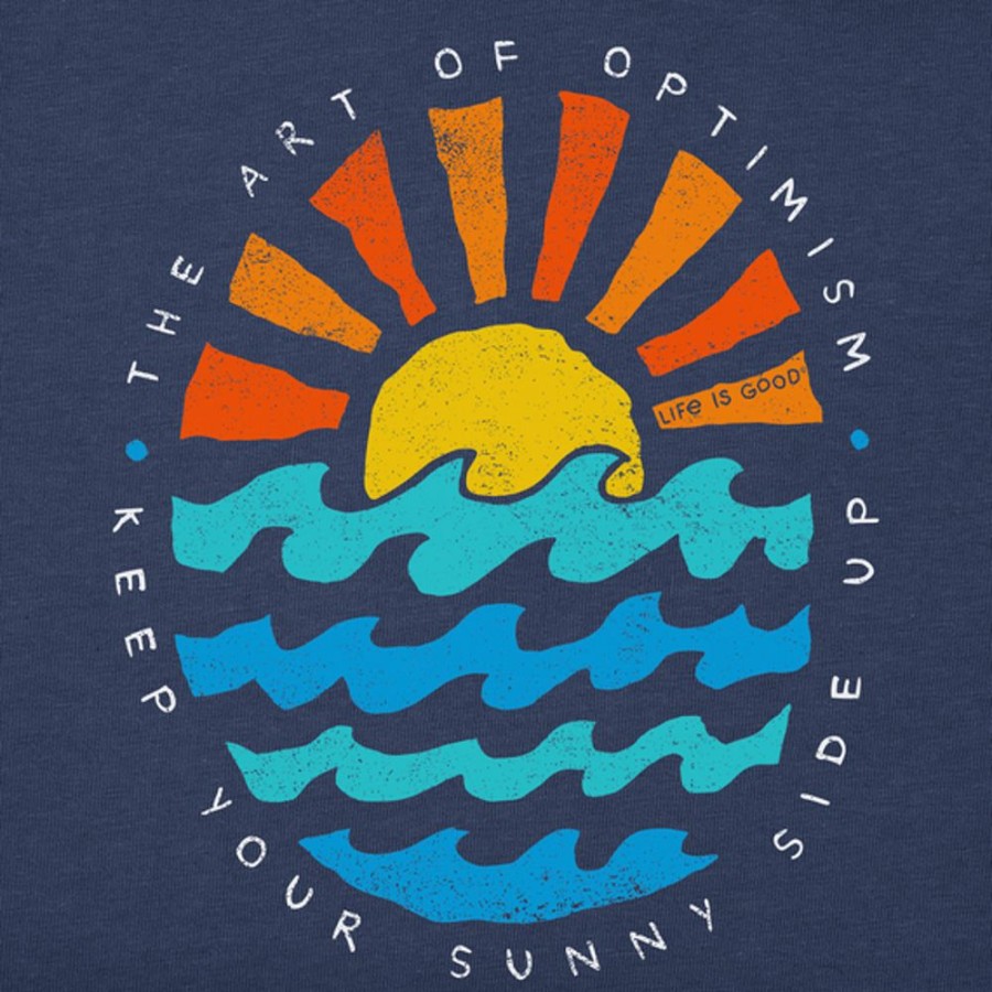 Kids Life is Good Graphic Tees | Kids Quirky Sun Ocean Sunny Side Up Crusher Tee Darkest Blue