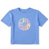 Women Life is Good Boxy Tees | Women'S Daisy Circle Psychedelic Boxy Crusher Tee Cornflower Blue