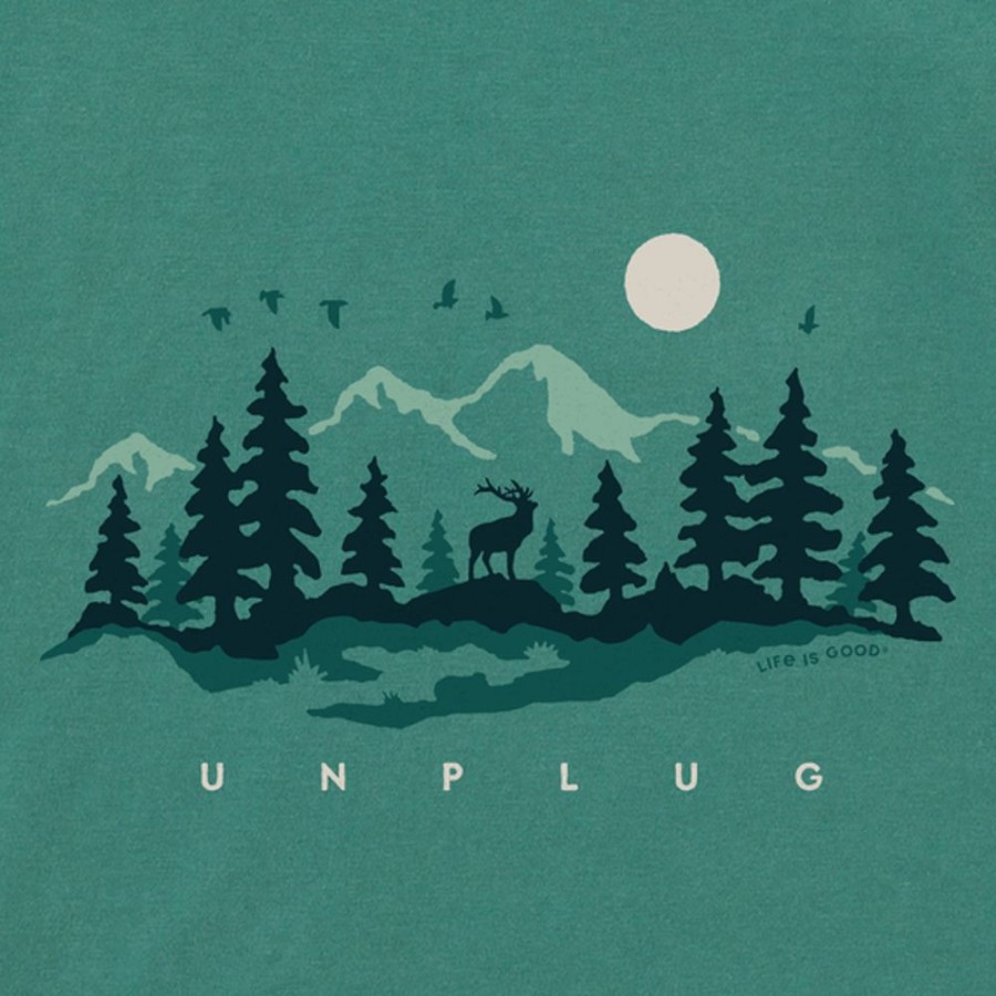 Men Life is Good Sweatshirts & Hoodies | Men'S Unplug In The Outdoors Simply True Fleece Crew Spruce Green