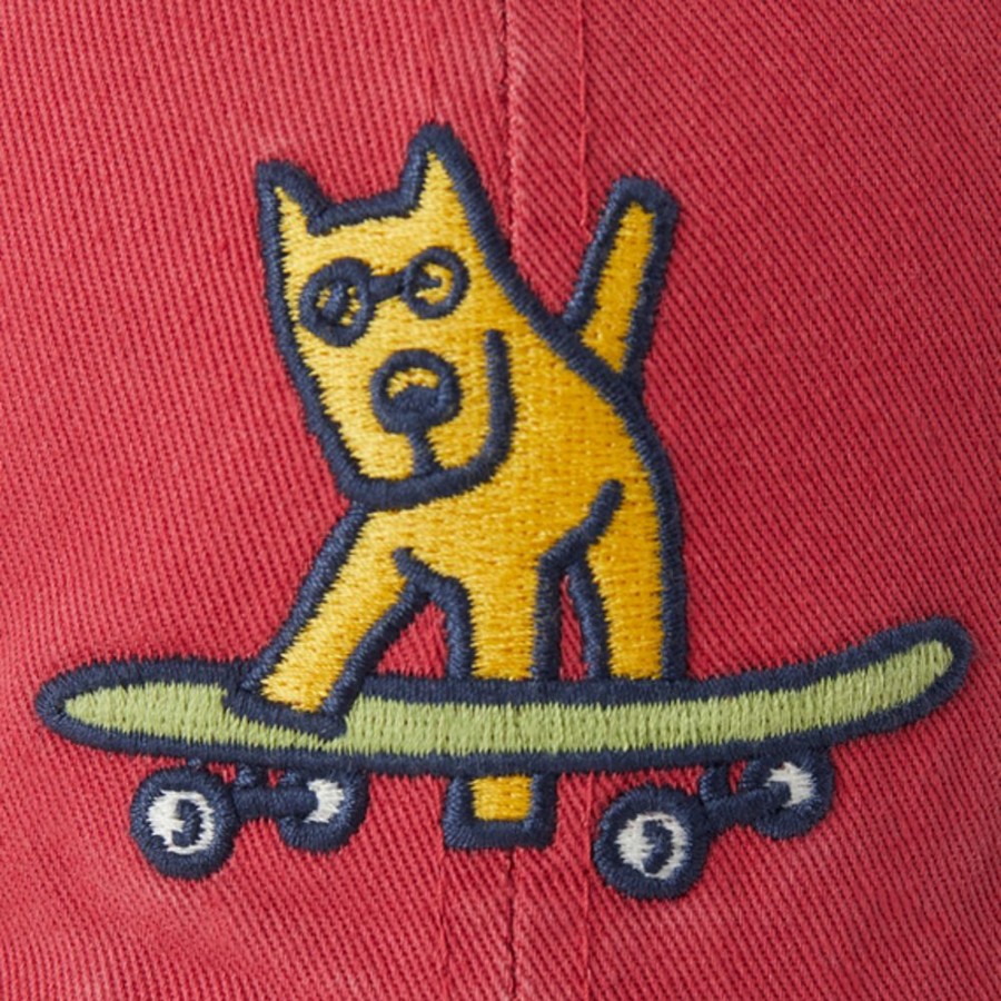 Kids Life is Good Hats | Kids Rocket Skateboard Chill Cap Faded Red