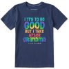 Kids Life is Good Graphic Tees | Kids Tie Dye Good Grandma Crusher Tee Darkest Blue