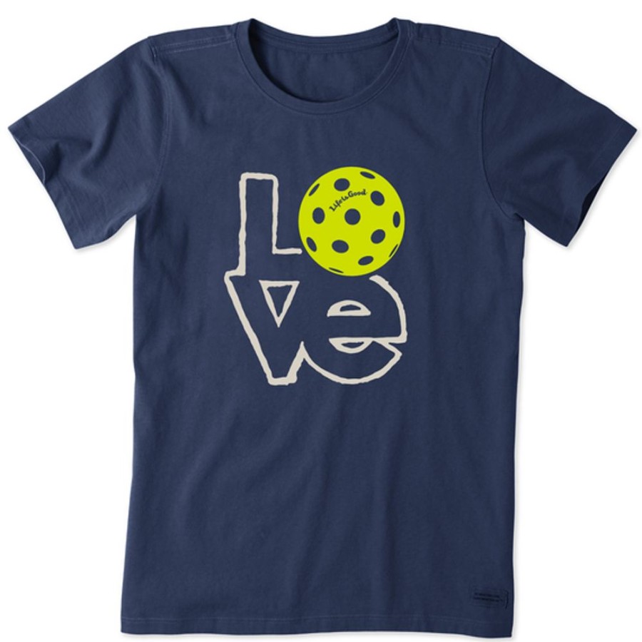 Home Life is Good Pickleball | Women'S Love Pickleball Short Sleeve Tee Darkest Blue