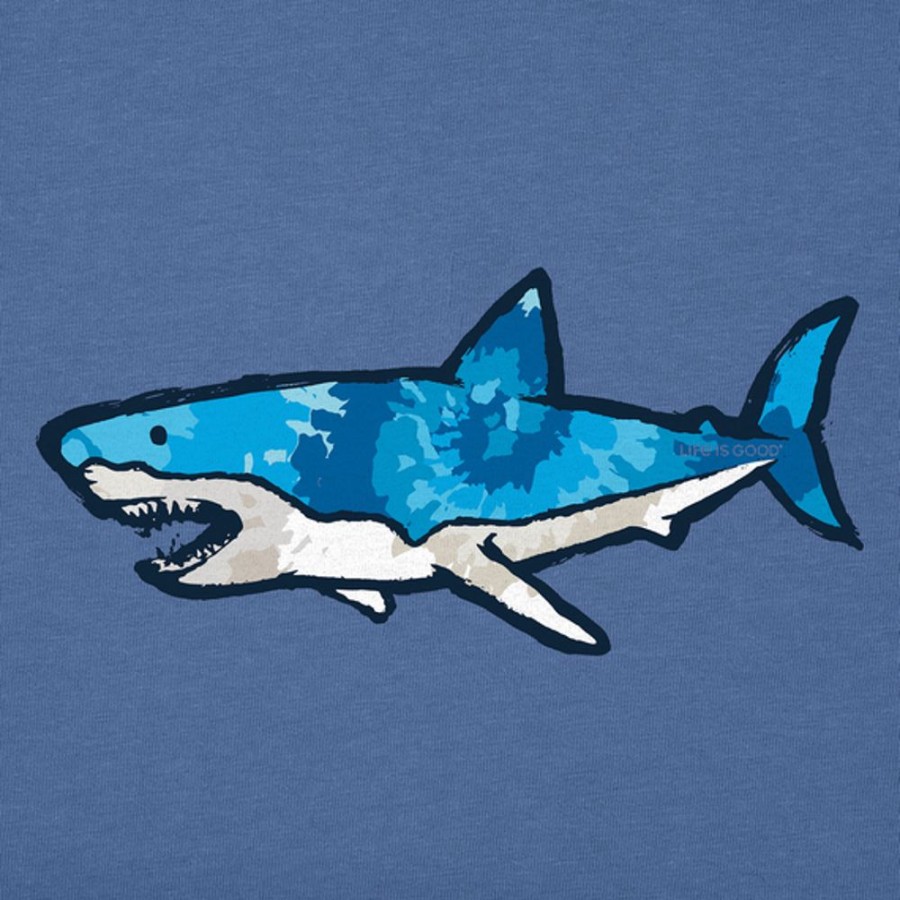 Kids Life is Good Graphic Tees | Kids Tie Dye Sharkscape Crusher Tee Vintage Blue