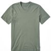 Men Life is Good Solid Tees | Men'S Solid Crusher Vee Moss Green