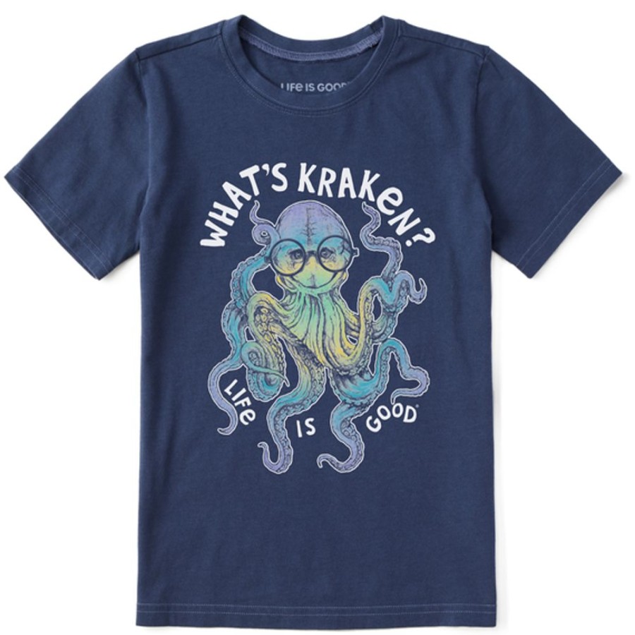 Kids Life is Good Graphic Tees | Kids What'S Kraken? Crusher Tee Darkest Blue