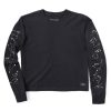 Women Life is Good Graphic Tees | Women'S Zodiac Constellations Long Sleeve Boxy Crusher Tee Jet Black