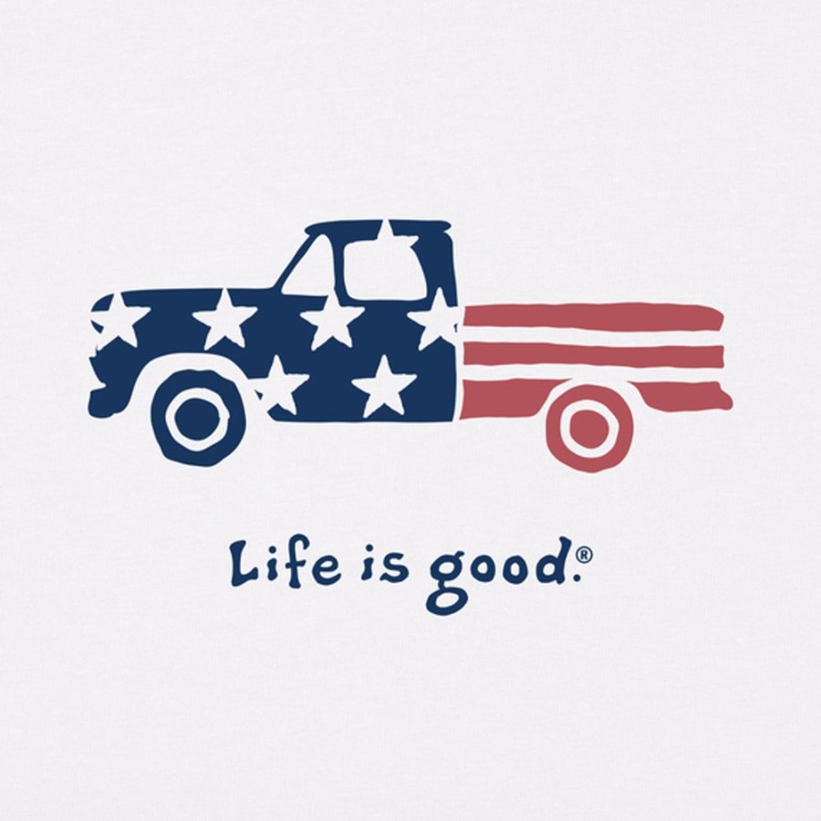 Women Life is Good Sweatshirts & Hoodies | Women'S Patriotic Truck Simply True Fleece Hoodie Cloud White