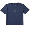 Women Life is Good Boxy Tees | Women'S Naive We Come In Peace Boxy Crusher Tee Darkest Blue