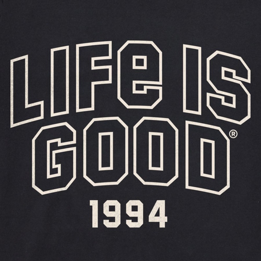 Women Life is Good Sweatshirts & Hoodies | Women'S Branded Athletic Outline 94 Simply True Fleece Crew Jet Black