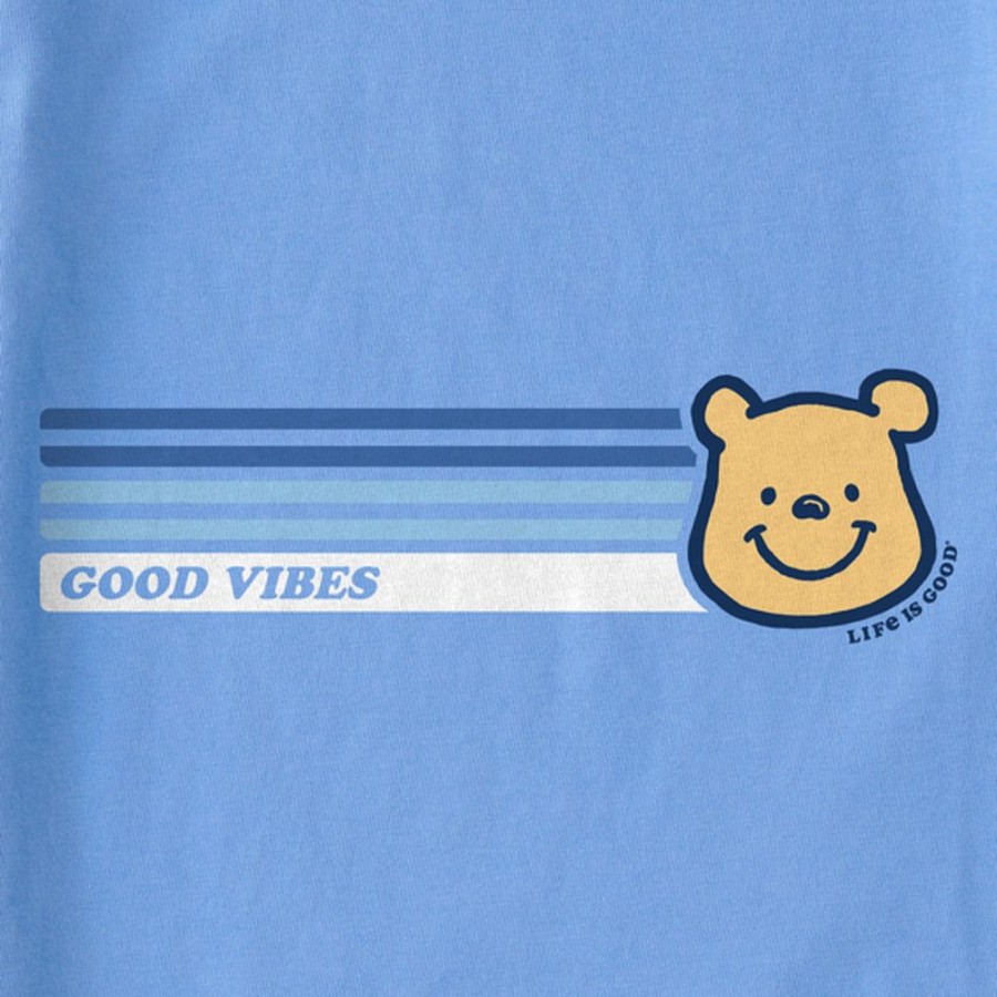 Kids Life is Good Graphic Tees | Kids Vintage Good Vibes Winnie Stripes Crusher Tee Cornflower Blue