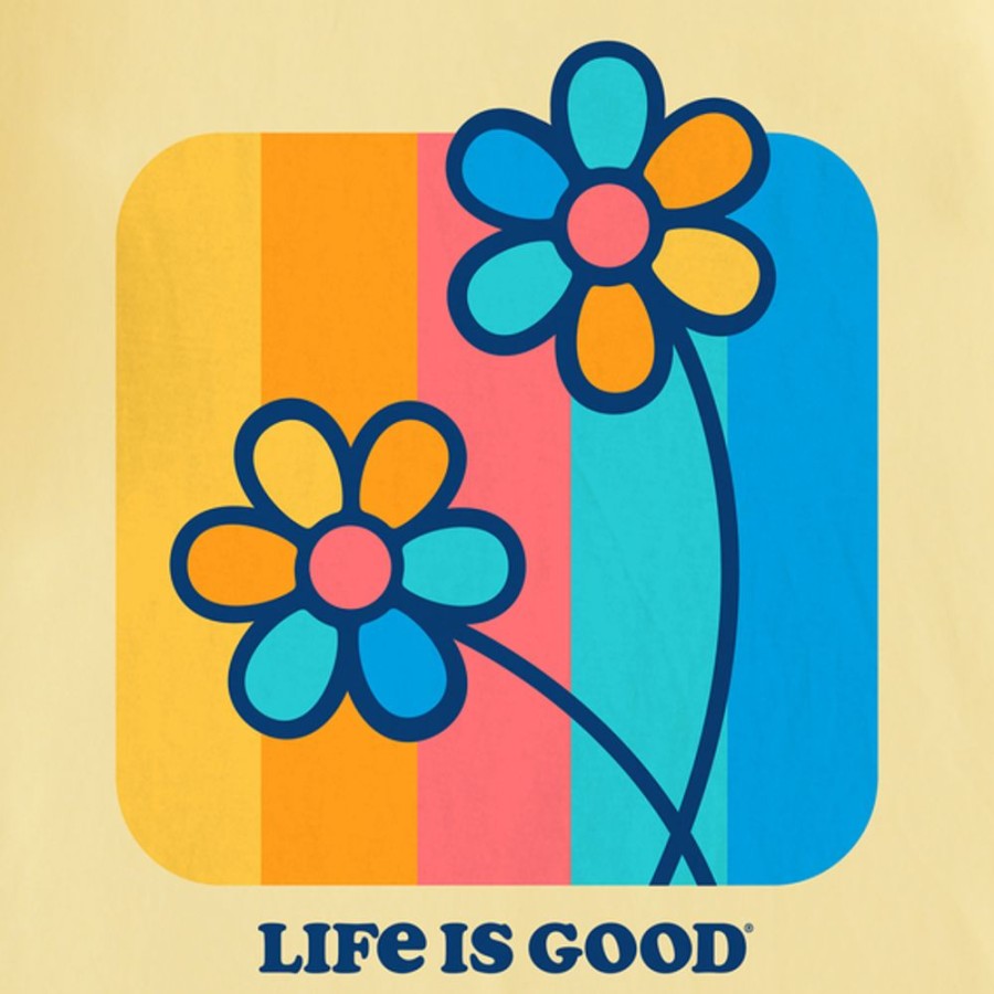 Kids Life is Good Graphic Tees | Kids Clean Stripey Flowers Crusher Tee Sandy Yellow