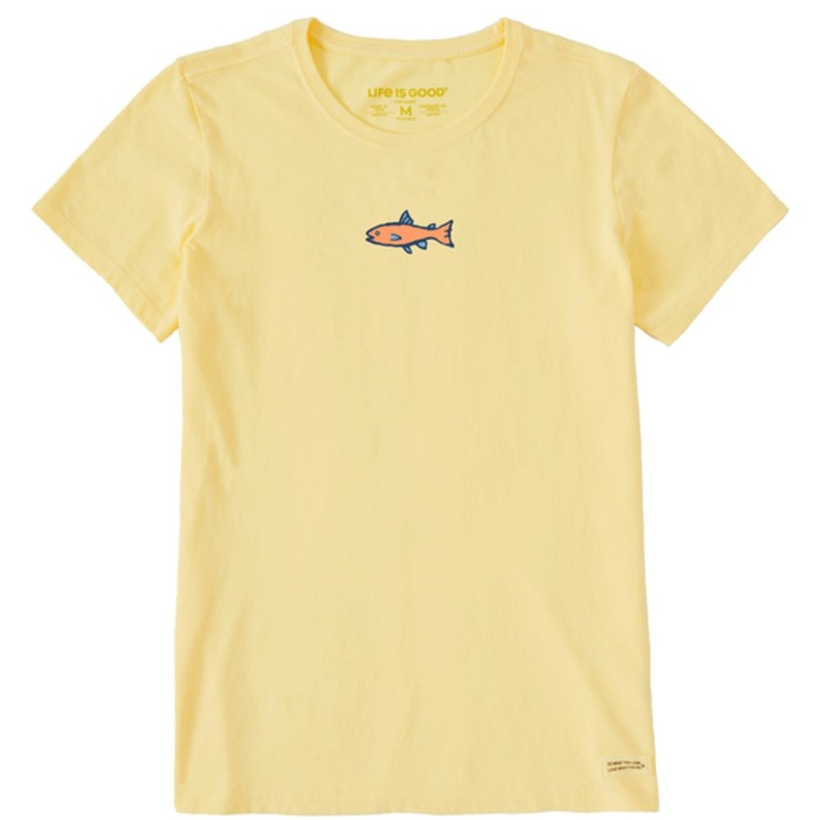 Women Life is Good Graphic Tees | Women'S Inkbrush Fish Crusher-Lite Tee Sandy Yellow