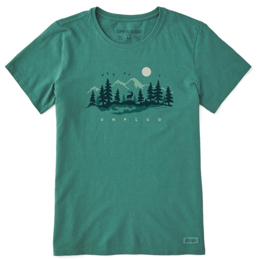 Women Life is Good Graphic Tees | Women'S Unplug In The Outdoors Crusher Tee Spruce Green