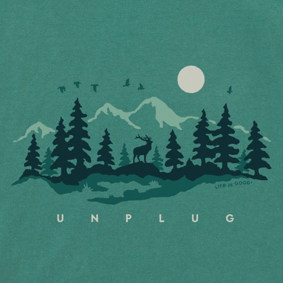 Women Life is Good Graphic Tees | Women'S Unplug In The Outdoors Crusher Tee Spruce Green