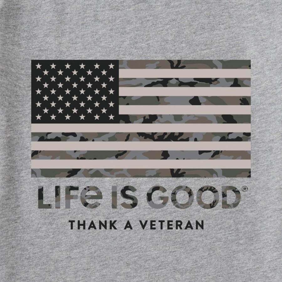 Men Life is Good Graphic Tees | Men'S Thank A Veteran Short Sleeve Tee Heather Gray