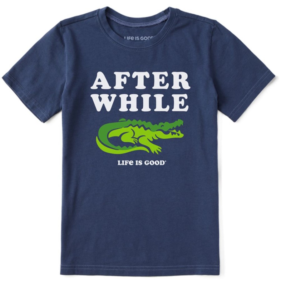 Kids Life is Good Graphic Tees | Kids Clean After While Crocodile Crusher Tee Darkest Blue