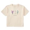 Women Life is Good Boxy Tees | Women'S Detailed Wildflowers Boxy Crusher Tee Putty White