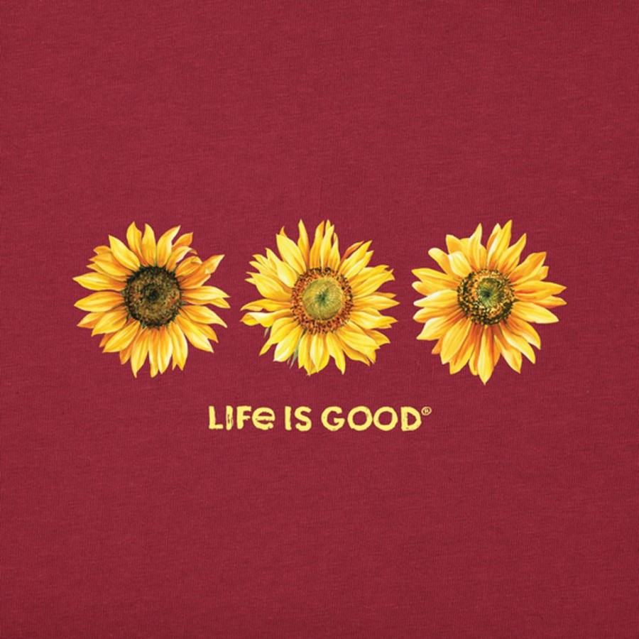 Women Life is Good Sweatshirts & Hoodies | Women'S 3 Sunflowers Simply True Fleece Hoodie Cranberry Red