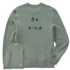 Men Life is Good Sweatshirts & Hoodies | Men'S Quirky Be Kind Simply True Fleece Crew Moss Green