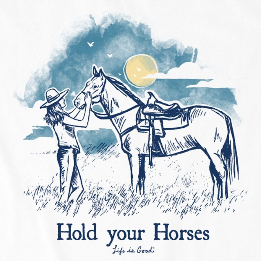 Kids Life is Good Graphic Tees | Kids Storybook Hold Your Horses Crusher Tee Cloud White