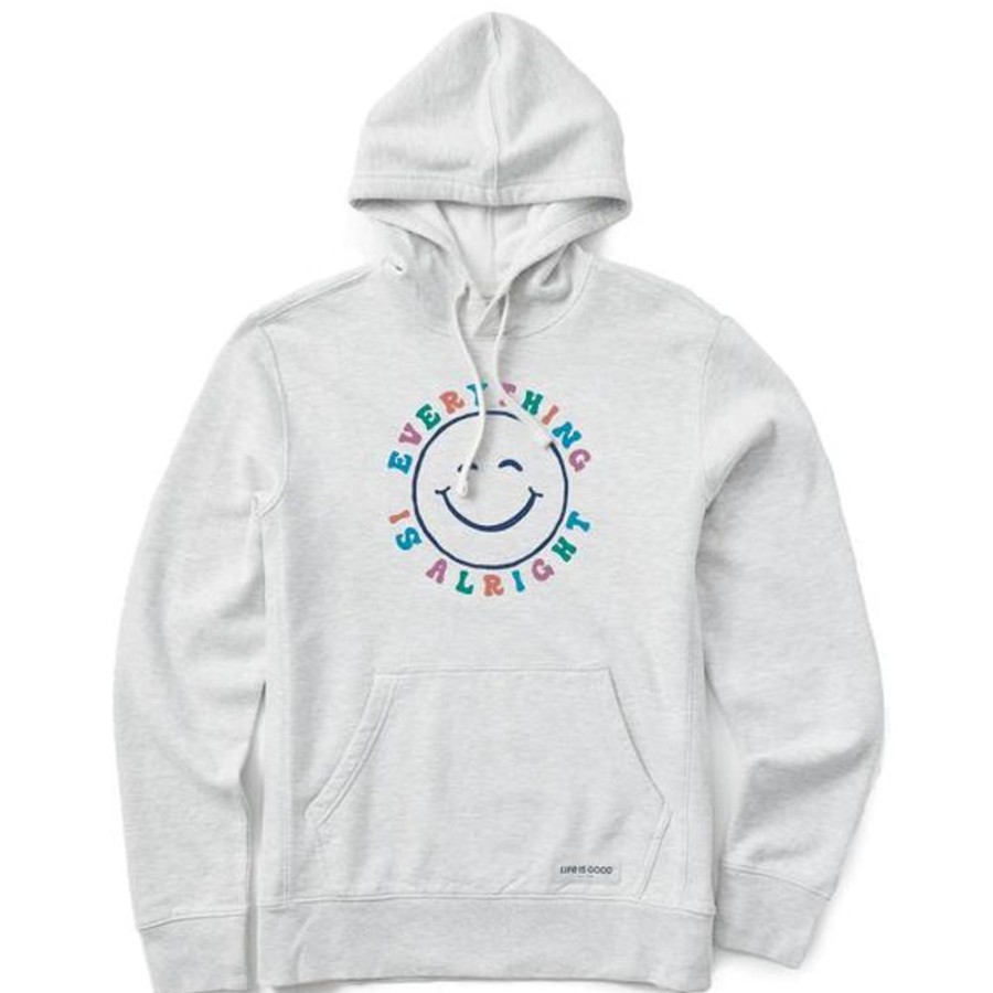 Men Life is Good Sweatshirts & Hoodies | Men'S Everything Is Alright Smile Simply True Fleece Hoodie Light Heather Gray