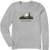 Women Life is Good Graphic Tees | Women'S Peace On Earth Evergreen Silhouette Long Sleeve Crusher Tee Heather Gray