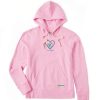 Women Life is Good Sweatshirts & Hoodies | Women'S Tie Dye Daisy Heart Simply True Fleece Hoodie Happy Pink