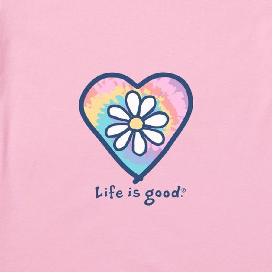 Women Life is Good Sweatshirts & Hoodies | Women'S Tie Dye Daisy Heart Simply True Fleece Hoodie Happy Pink