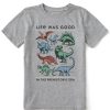 Kids Life is Good Graphic Tees | Kids Realaxed Life Was Good Prehistoric Era Crusher Tee Heather Gray