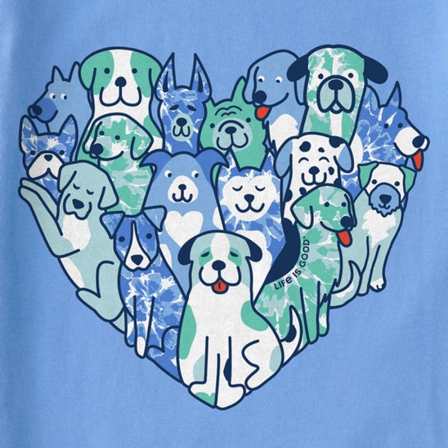 Kids Life is Good Graphic Tees | Kids Tie Dye Heart Of Dogs Crusher Tee Cornflower Blue