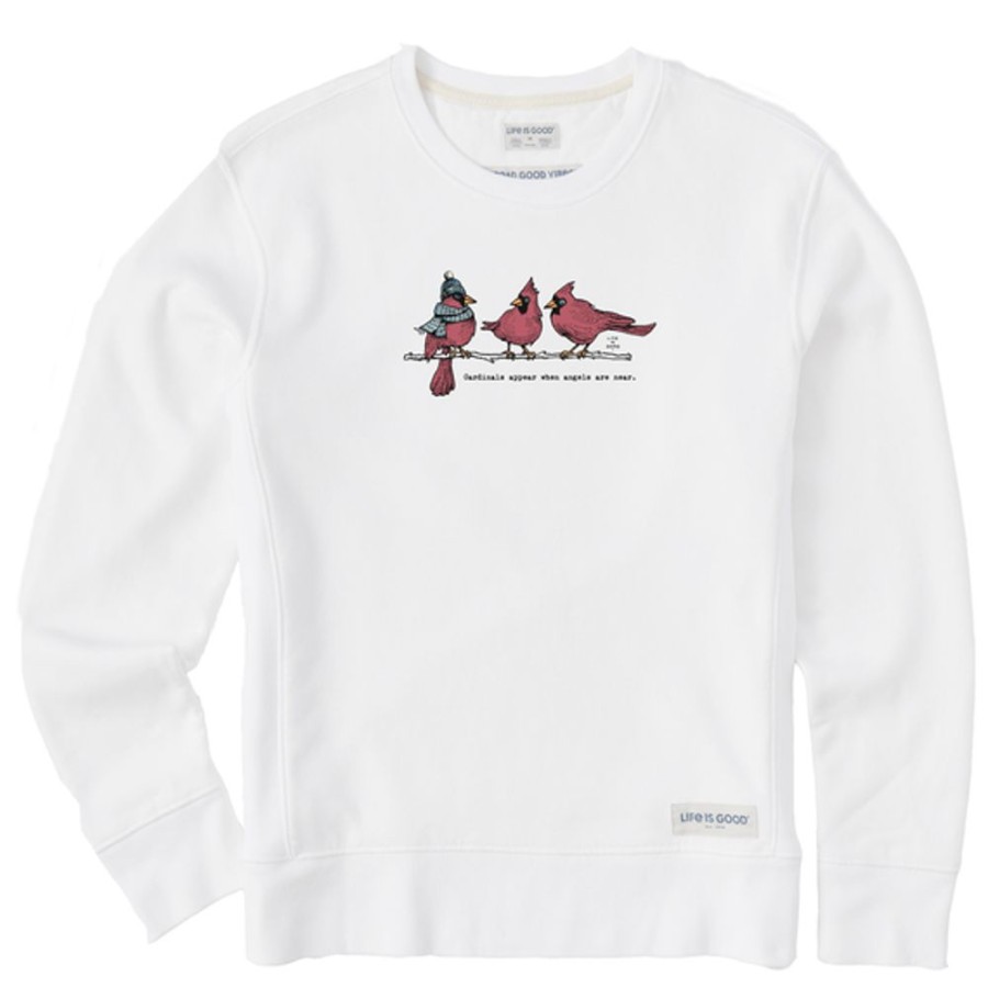 Women Life is Good Sweatshirts & Hoodies | Women'S Shady Cardinals Appear Simply True Fleece Crew Cloud White