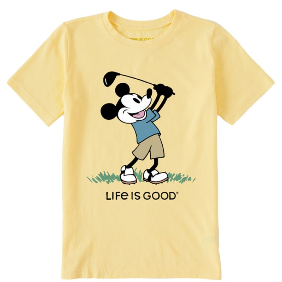 Kids Life is Good Graphic Tees | Kids Clean Steamboat Willie Golf Crusher Tee Sandy Yellow