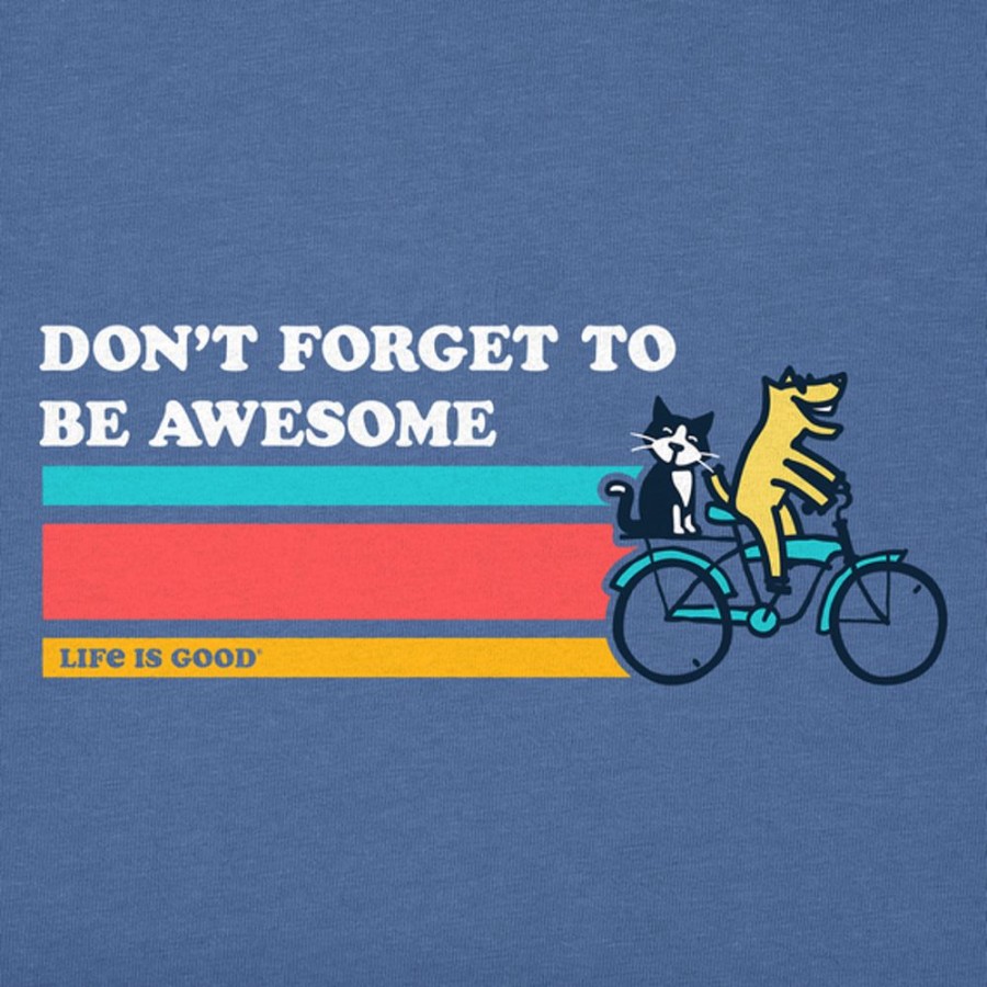 Kids Life is Good Graphic Tees | Kids Clean Don'T Forget To Be Awesome Bike Crusher Tee Vintage Blue