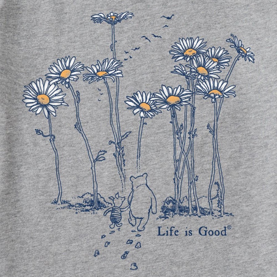 Women Life is Good Graphic Tees | Women'S Winnie & P Daisy Stroll Long Sleeve Crusher Vee Heather Gray