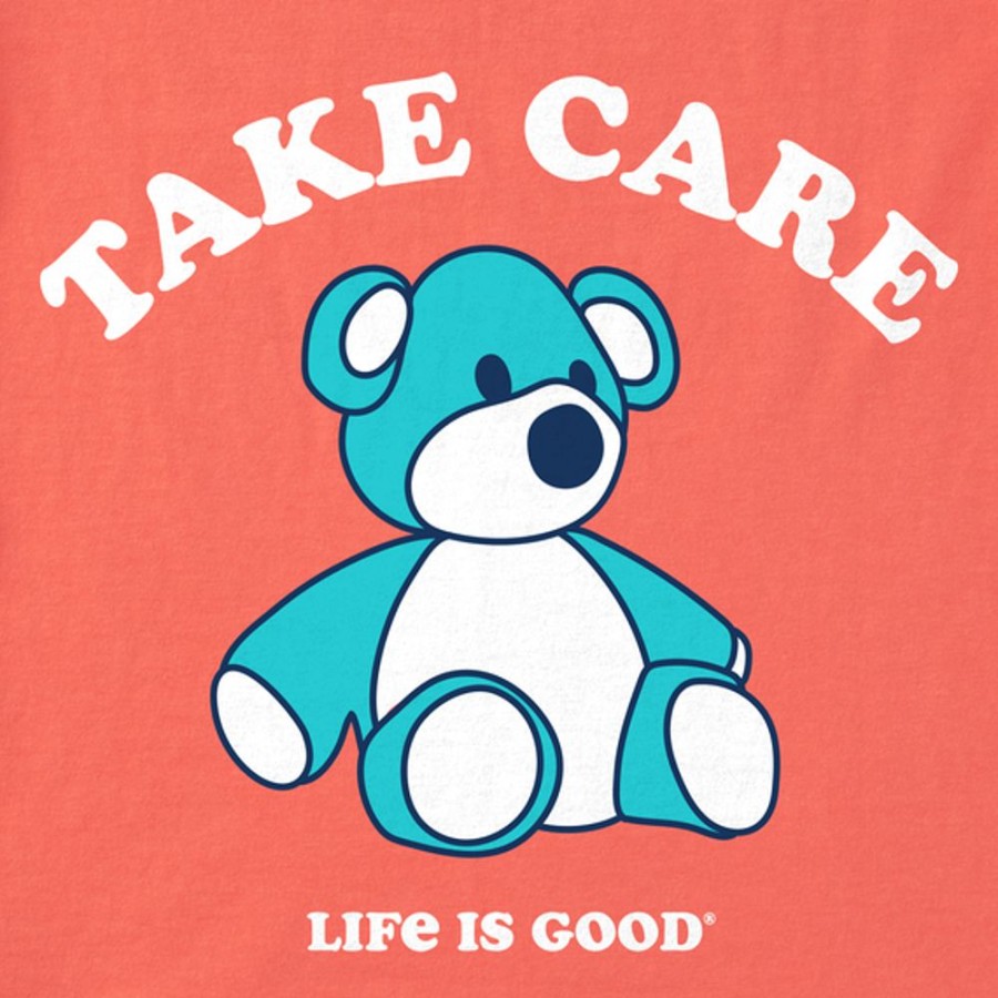 Kids Life is Good Graphic Tees | Kids Clean Take Care Teddybear Crusher Tee Mango Orange