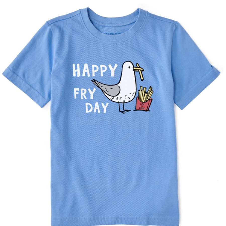 Kids Life is Good Graphic Tees | Kids Naive Happy Fry Day Crusher Tee Cornflower Blue