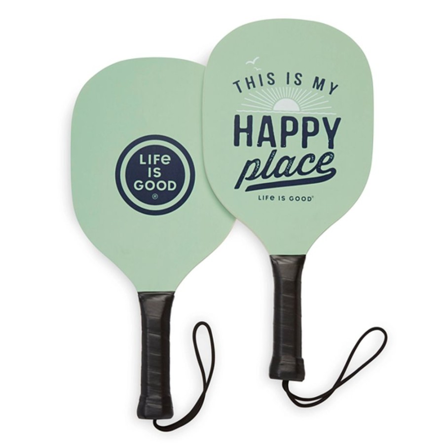 Home Fit for Life Backyard Games | Life Is Good Happy Place Pickleball Set Sage Green