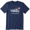 Men Life is Good Graphic Tees | Men'S Jake Power Boat Usa Short Sleeve Tee Darkest Blue