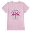 Women Life is Good Graphic Tees | Women'S Girls Night Out Flamingo Crusher Vee Seashell Pink