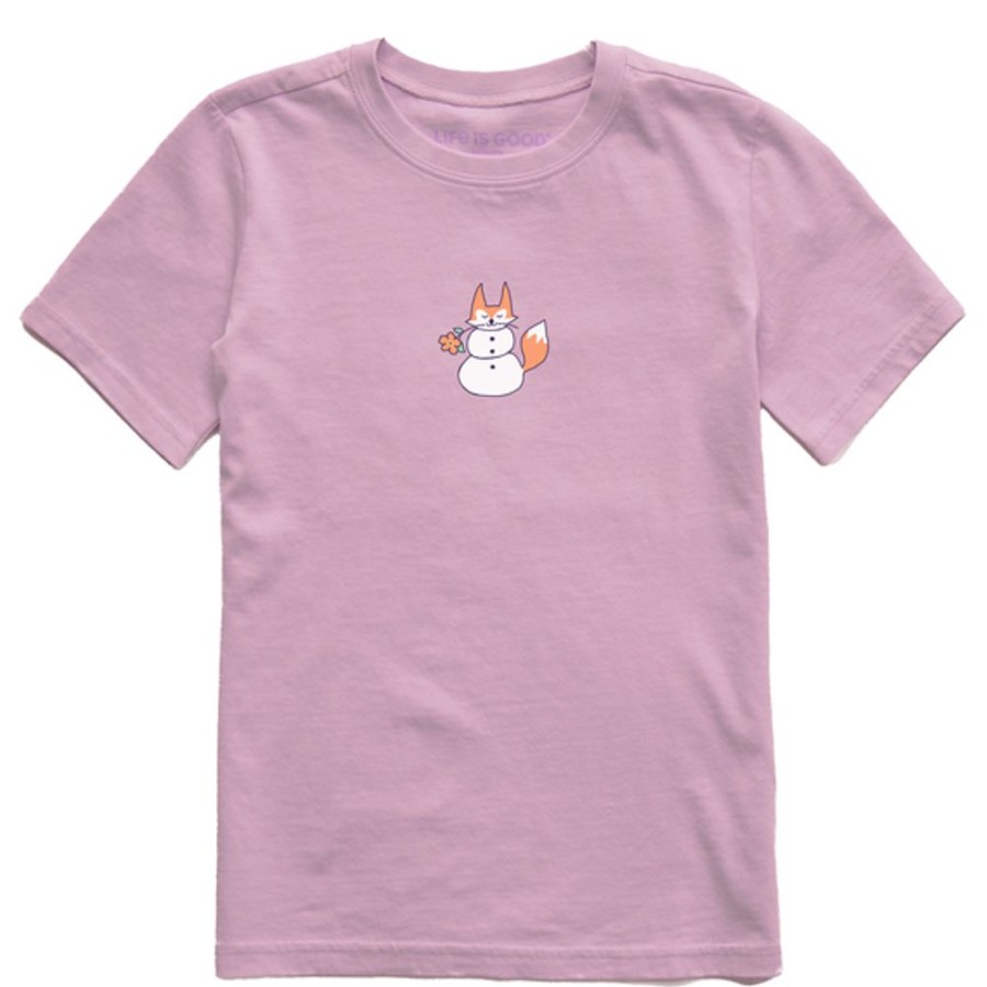 Kids Life is Good Graphic Tees | Kids Quirky Snowman Fox Crusher Tee Violet Purple