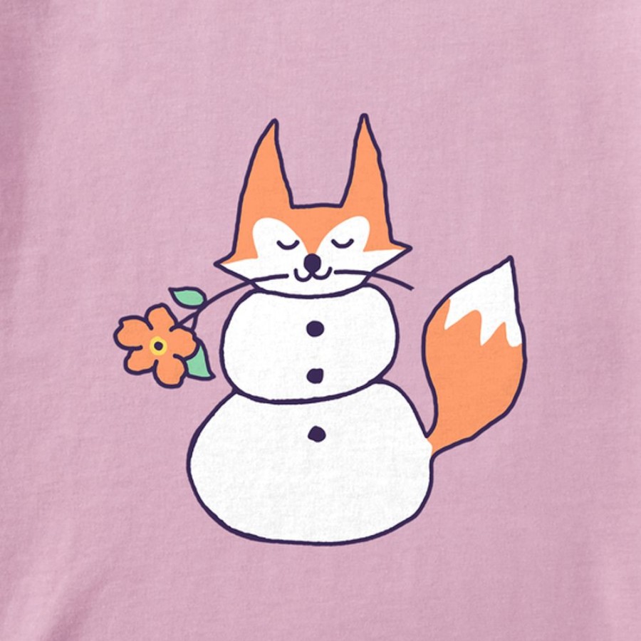 Kids Life is Good Graphic Tees | Kids Quirky Snowman Fox Crusher Tee Violet Purple