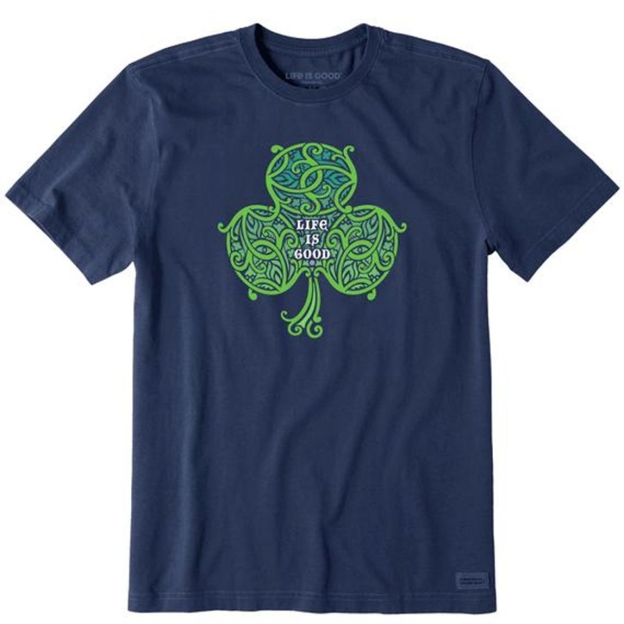 Men Life is Good Graphic Tees | Men'S Celtic Clover Crusher Tee Darkest Blue