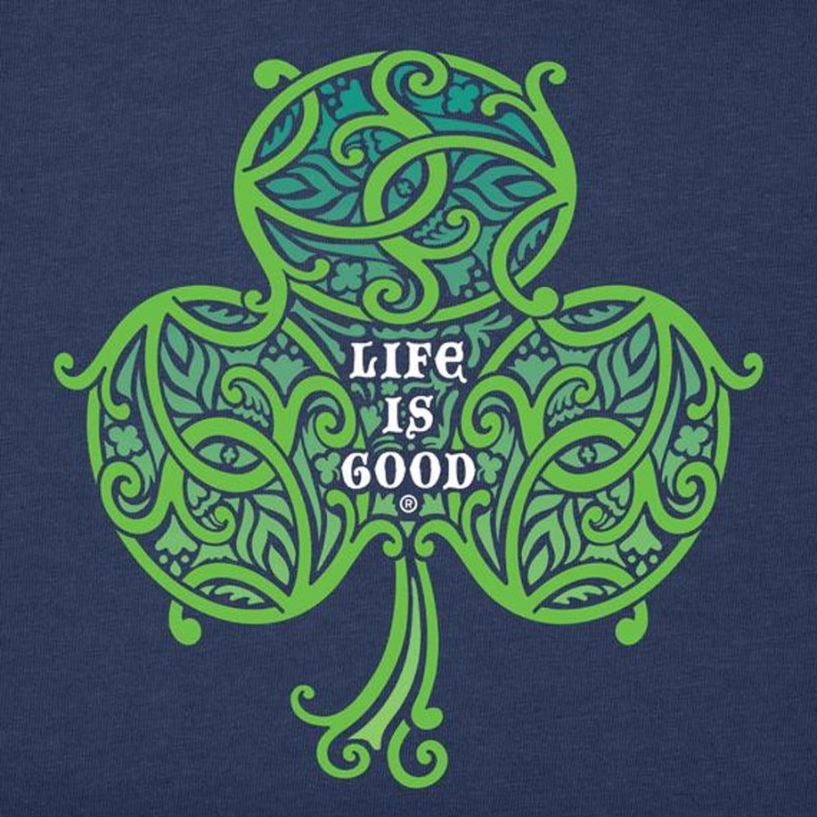 Men Life is Good Graphic Tees | Men'S Celtic Clover Crusher Tee Darkest Blue