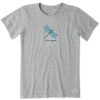 Women Life is Good Graphic Tees | Women'S Classic Dragonfly Vintage Crusher Tee Heather Gray