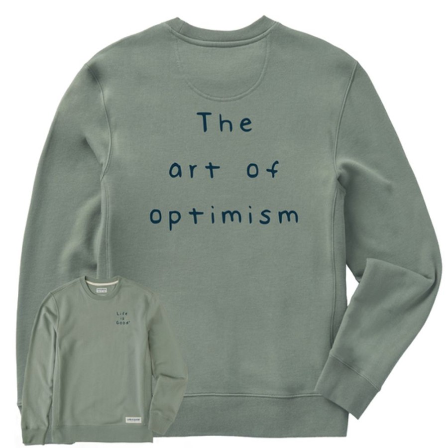 Men Life is Good Sweatshirts & Hoodies | Men'S Quirky Art Of Optimism Simply True Fleece Crew Moss Green