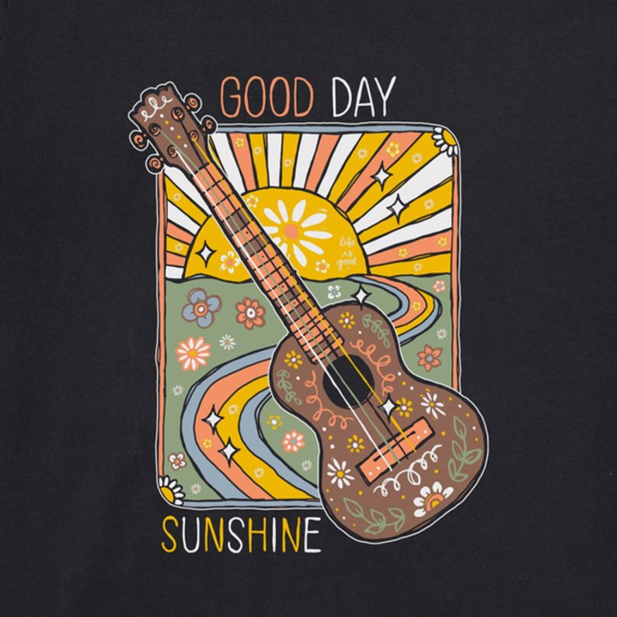 Men Life is Good Graphic Tees | Men'S Good Day Sunshine Guitar Short Sleeve Tee Jet Black